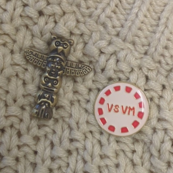Pair Visvim Lapel Pins - Gold Tone/Enamel